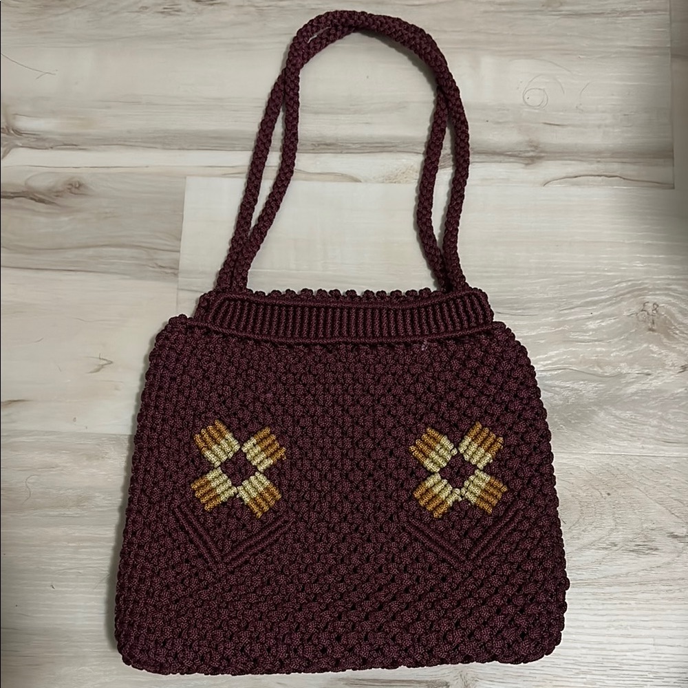 Handcrafted Burgundy Tote Bag